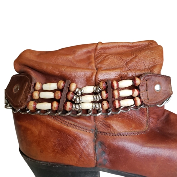 Antique Shoe Accessories Tack Leather Belt & Decorative Conchos Beaded.